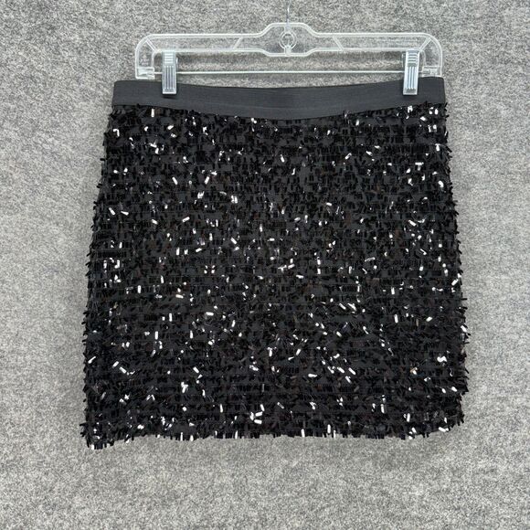 Joe Fresh Dresses & Skirts - Joe Fresh Skirt Women M Medium Black A-Line Midi Sequin Mid Rise Pull On Casual